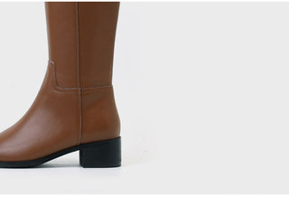 Neire Cowhide Basic Long Boots 4cm