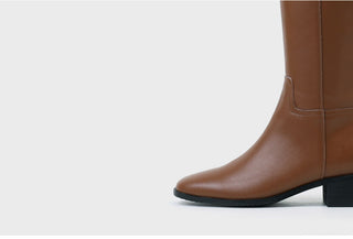 Neire Cowhide Basic Long Boots 4cm