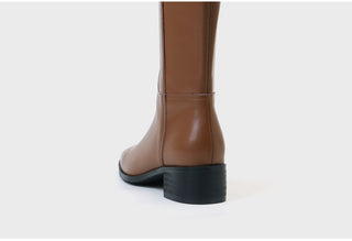 Neire Cowhide Basic Long Boots 4cm
