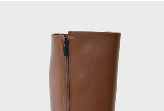 Neire Cowhide Basic Long Boots 4cm