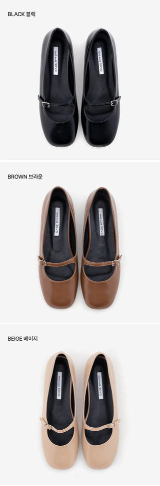 Jekyloo Basic Mary Jane Flat Shoes 1cm
