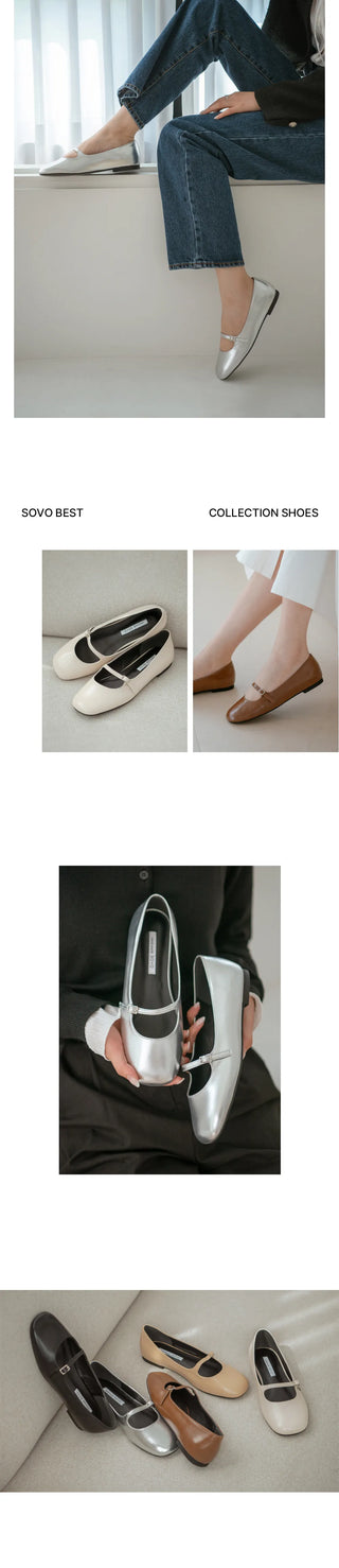 Jekyloo Basic Mary Jane Flat Shoes 1cm