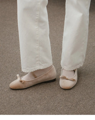 Keriz Velvet Ribbon Flat Shoes 1cm