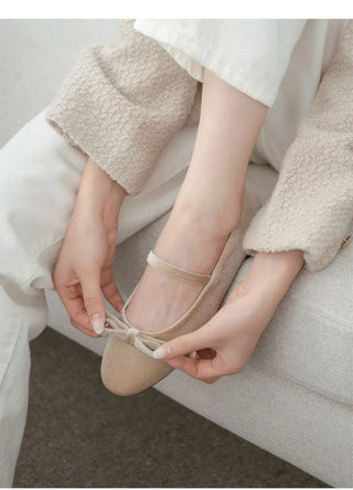 Keriz Velvet Ribbon Flat Shoes 1cm