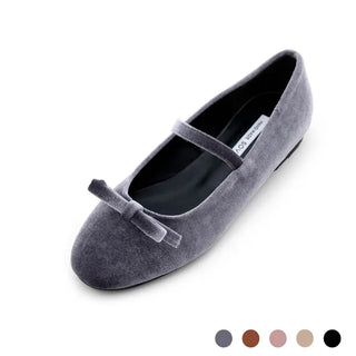 Keriz Velvet Ribbon Flat Shoes 1cm