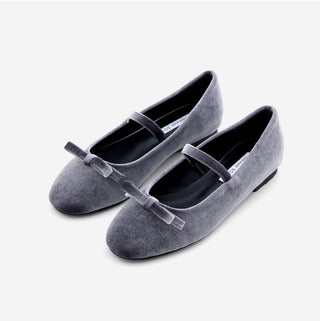 Keriz Velvet Ribbon Flat Shoes 1cm