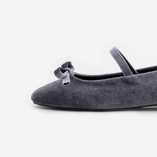 Keriz Velvet Ribbon Flat Shoes 1cm