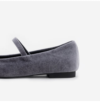 Keriz Velvet Ribbon Flat Shoes 1cm