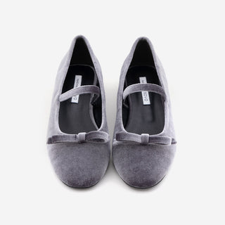 Keriz Velvet Ribbon Flat Shoes 1cm