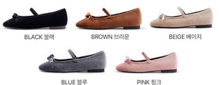 Keriz Velvet Ribbon Flat Shoes 1cm