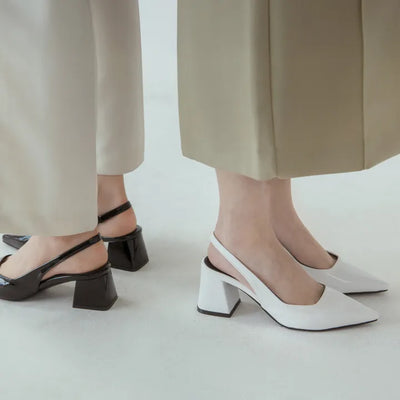 Pelinz Enamel Mid-heel Slingback 5cm 7cm