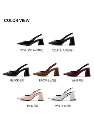 Pelinz Enamel Mid-heel Slingback 5cm 7cm