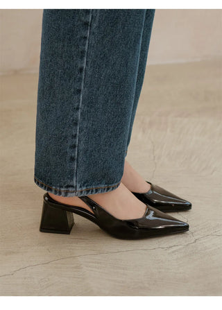 Pelinz Enamel Mid-heel Slingback 5cm 7cm