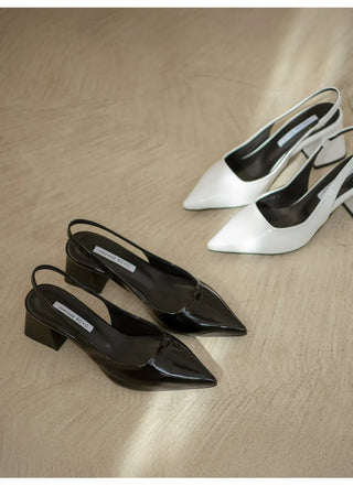 Pelinz Enamel Mid-heel Slingback 5cm 7cm
