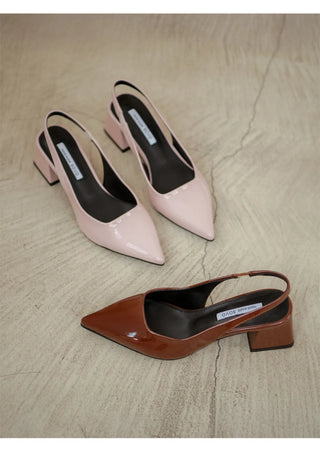 Pelinz Enamel Mid-heel Slingback 5cm 7cm