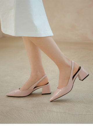 Pelinz Enamel Mid-heel Slingback 5cm 7cm