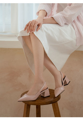 Pelinz Enamel Mid-heel Slingback 5cm 7cm