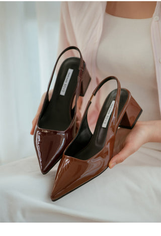 Pelinz Enamel Mid-heel Slingback 5cm 7cm