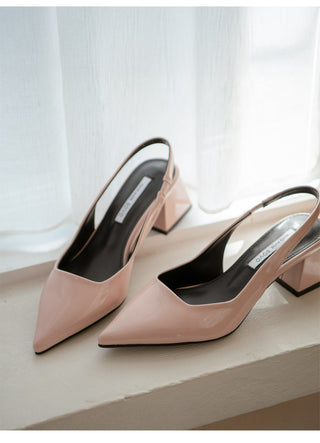 Pelinz Enamel Mid-heel Slingback 5cm 7cm