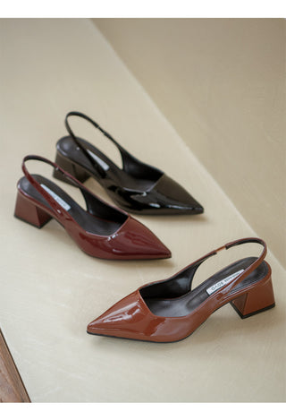 Pelinz Enamel Mid-heel Slingback 5cm 7cm