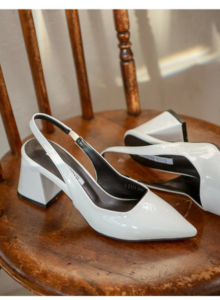 Pelinz Enamel Mid-heel Slingback 5cm 7cm