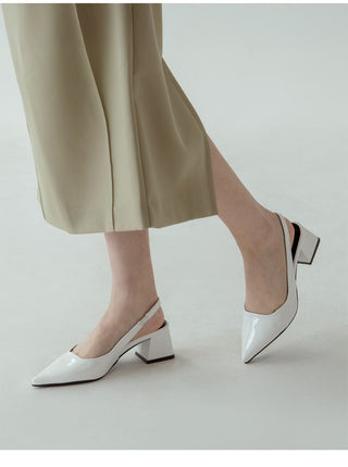 Pelinz Enamel Mid-heel Slingback 5cm 7cm