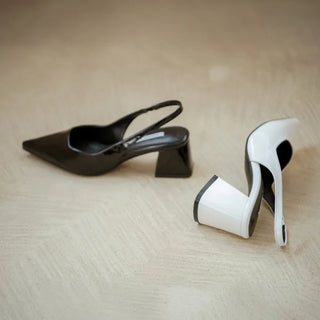 Pelinz Enamel Mid-heel Slingback 5cm 7cm