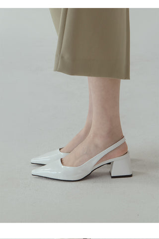Pelinz Enamel Mid-heel Slingback 5cm 7cm