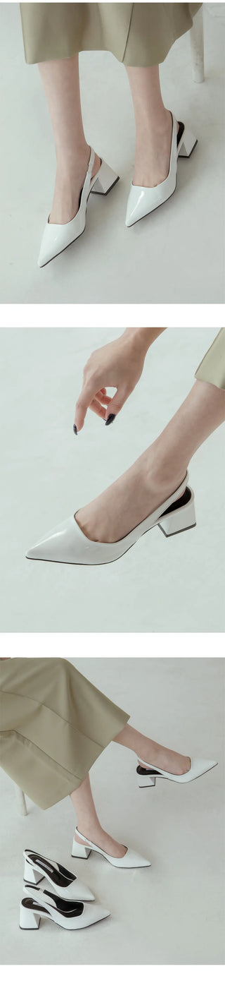 Pelinz Enamel Mid-heel Slingback 5cm 7cm