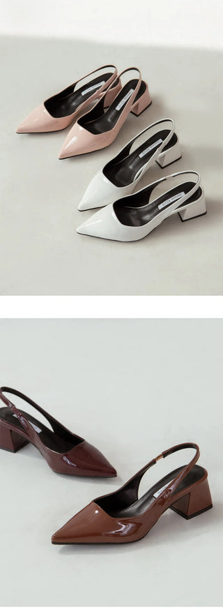 Pelinz Enamel Mid-heel Slingback 5cm 7cm