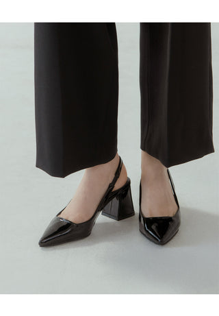 Pelinz Enamel Mid-heel Slingback 5cm 7cm