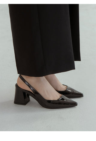 Pelinz Enamel Mid-heel Slingback 5cm 7cm