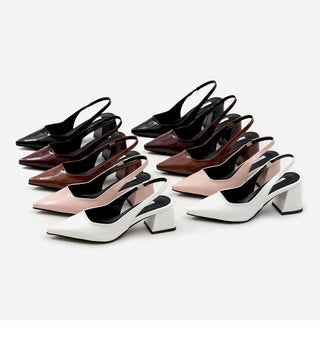 Pelinz Enamel Mid-heel Slingback 5cm 7cm