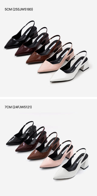 Pelinz Enamel Mid-heel Slingback 5cm 7cm