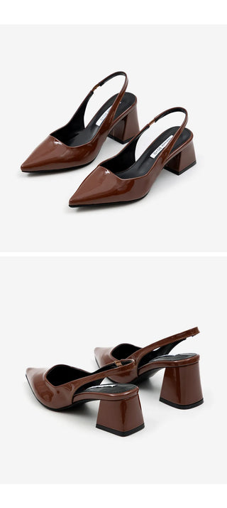 Pelinz Enamel Mid-heel Slingback 5cm 7cm