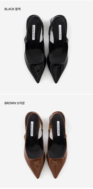 Pelinz Enamel Mid-heel Slingback 5cm 7cm
