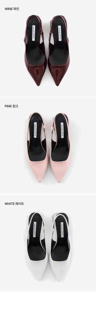 Pelinz Enamel Mid-heel Slingback 5cm 7cm