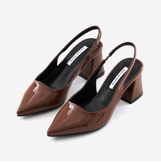 Pelinz Enamel Mid-heel Slingback 5cm 7cm