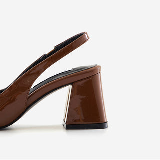 Pelinz Enamel Mid-heel Slingback 5cm 7cm