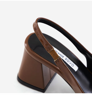 Pelinz Enamel Mid-heel Slingback 5cm 7cm