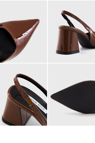Pelinz Enamel Mid-heel Slingback 5cm 7cm