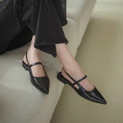 Veind Stiletto Mary Jane Slingback Flat Shoes 1cm