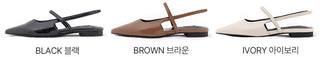 Veind Stiletto Mary Jane Slingback Flat Shoes 1cm