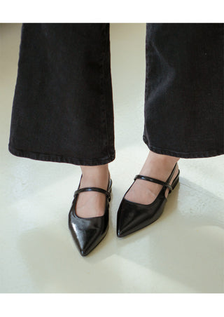 Veind Stiletto Mary Jane Slingback Flat Shoes 1cm