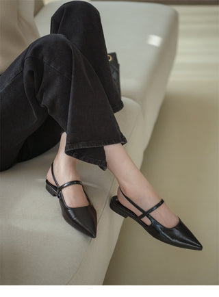 Veind Stiletto Mary Jane Slingback Flat Shoes 1cm