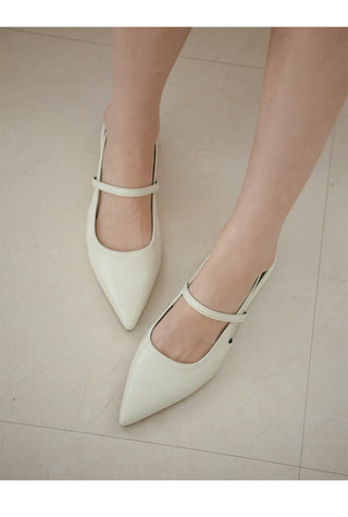 Veind Stiletto Mary Jane Slingback Flat Shoes 1cm