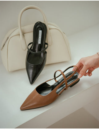 Veind Stiletto Mary Jane Slingback Flat Shoes 1cm