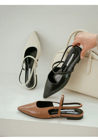 Veind Stiletto Mary Jane Slingback Flat Shoes 1cm