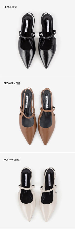 Veind Stiletto Mary Jane Slingback Flat Shoes 1cm