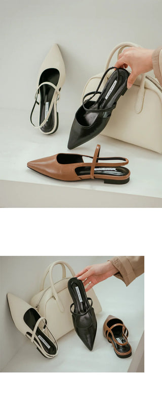 Veind Stiletto Mary Jane Slingback Flat Shoes 1cm